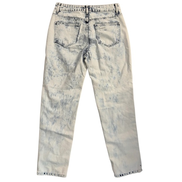 Uniq By Litz Bandana Red/Blue Acid Washed Strait Leg Distressed Jeans Size 27 - Picture 2 of 4